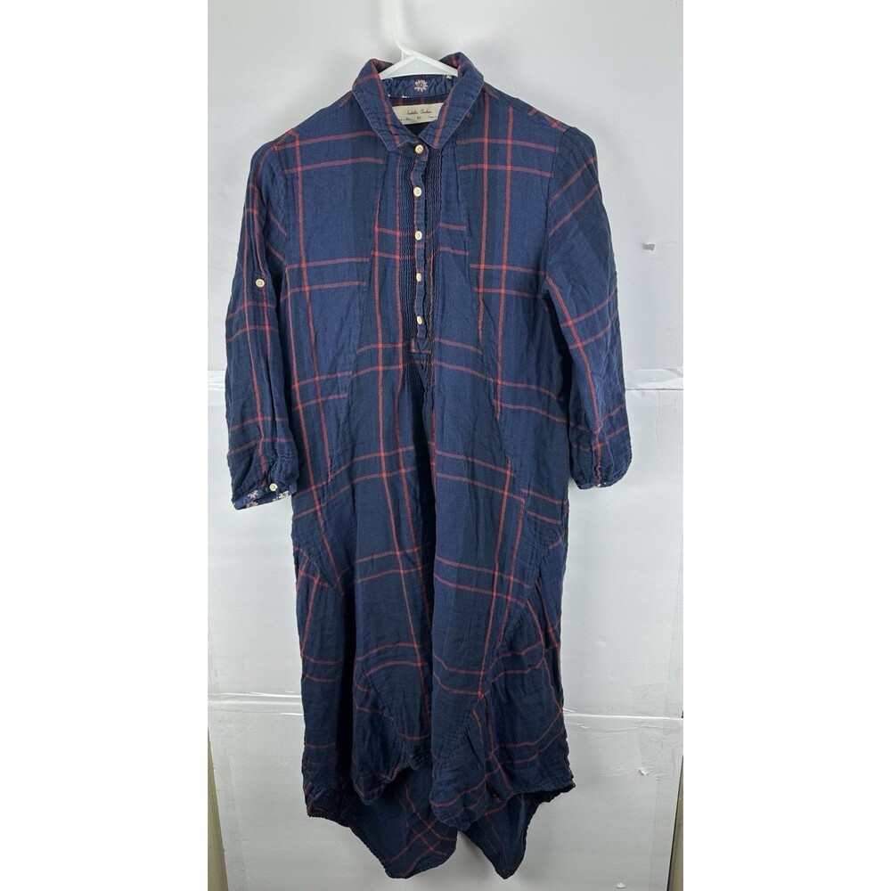 Isabella Sinclair Women's Plaid Shirt Dress Sz XS Navy Red Tunic